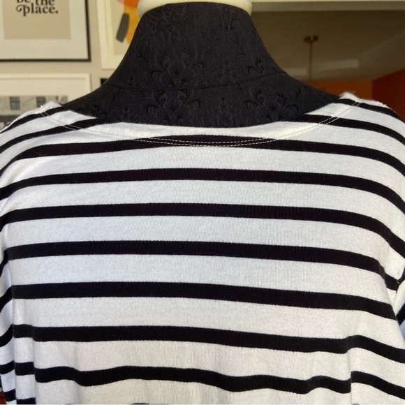 Kate Spade Short Flutter Sleeve Black and White Stripe Tie Waist Dress Women XL - Picture 4 of 8